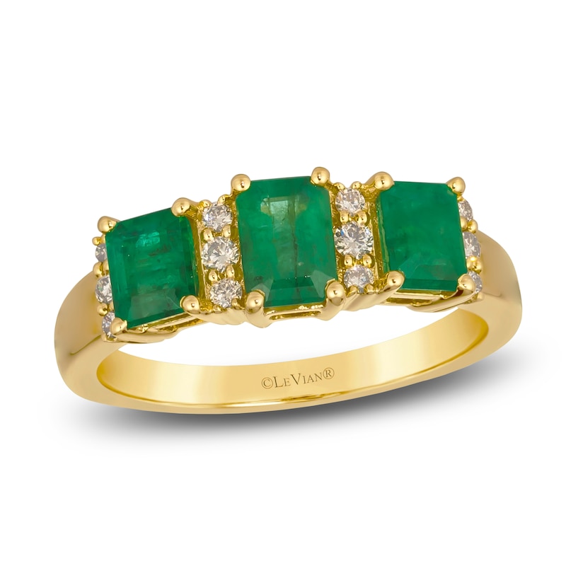 Le Vian Natural Emerald & Diamond Ring 1/6 ct tw 14K Honey Gold