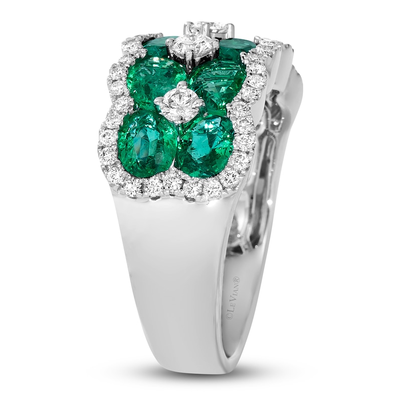 Le Vian Oval-Cut Natural Emerald Ring 5/8 ct tw Round Diamonds 14K Vanilla Gold