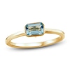 Thumbnail Image 0 of Rectangle-Cut Natural Aquamarine Bezel Ring 10K Yellow Gold