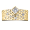 Thumbnail Image 2 of Princes-Cut Diamond Wide Hammered Anniversary Ring 3/4 ct tw 14K Yellow Gold