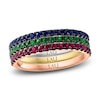Thumbnail Image 0 of LALI Jewels Natural Emerald, Ruby & Blue Sapphire 3-Piece Ring 14K Tri-Tone Gold