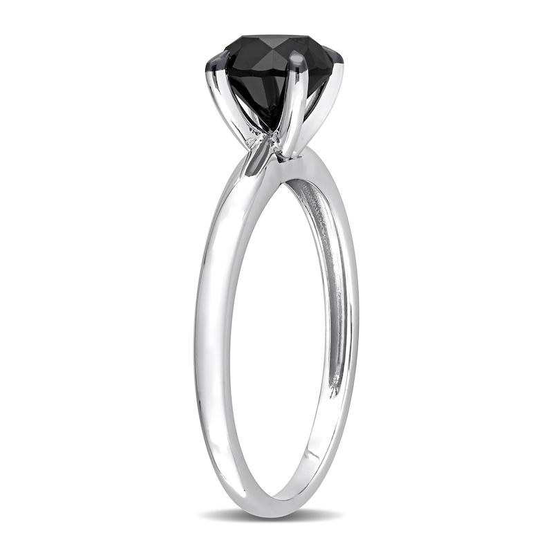 Black Diamond Solitaire Engagement Ring 1-1/2 ct tw Round-cut 14K White Gold