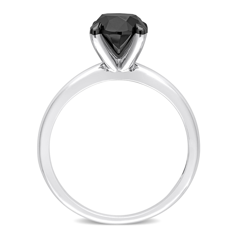 Black Diamond Solitaire Engagement Ring 2 ct tw Round-cut 14K White Gold