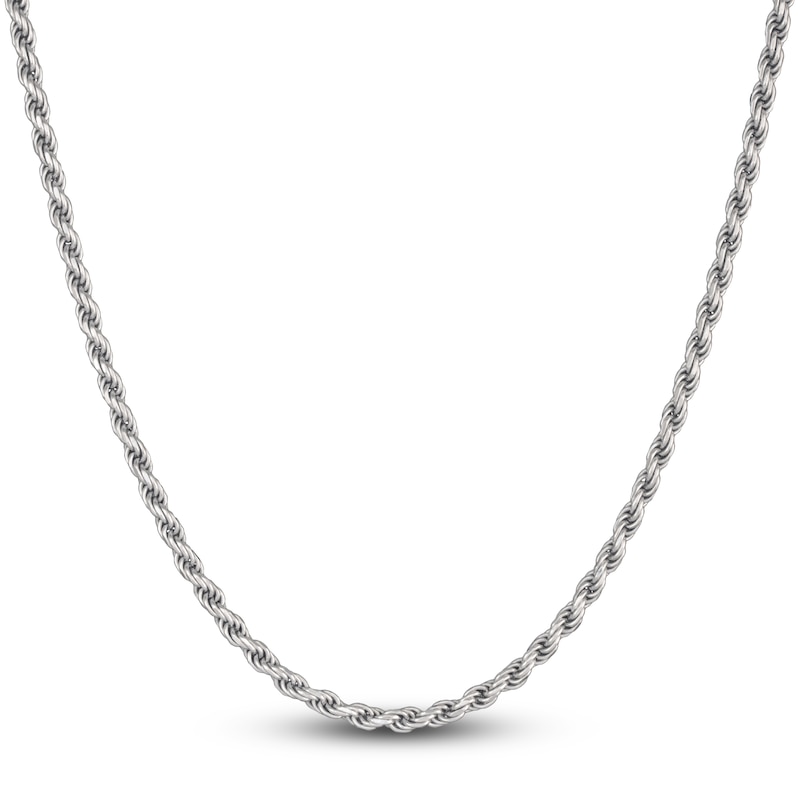 Solid Rope Chain Necklace Sterling Silver 22" 4mm