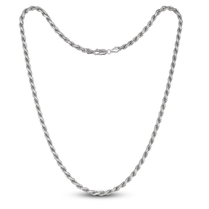 Solid Rope Chain Necklace Sterling Silver 22" 4mm