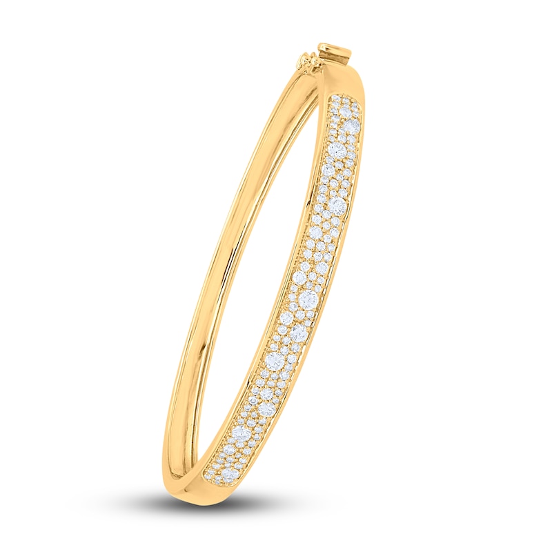 Diamond Bangle Bracelet 1-1/2 ct tw Round 14K Yellow Gold 7"