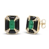 Thumbnail Image 1 of Rectangle-Cut Natural Emerald, Natural Onyx & Diamond Stud Earrings 1/15 ct tw 14K Yellow Gold
