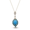 Thumbnail Image 0 of Oval-Cut Natural Turquoise & Round-Cut Apatite Pendant Necklace 1/6 ct tw 14K Yellow Gold 18"