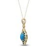 Thumbnail Image 1 of Oval-Cut Natural Turquoise & Round-Cut Apatite Pendant Necklace 1/6 ct tw 14K Yellow Gold 18"