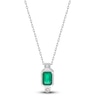 Thumbnail Image 0 of Natural Emerald & Diamond Pendant Necklace 1/20 ct tw 14K White Gold