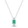 Thumbnail Image 2 of Natural Emerald & Diamond Pendant Necklace 1/20 ct tw 14K White Gold