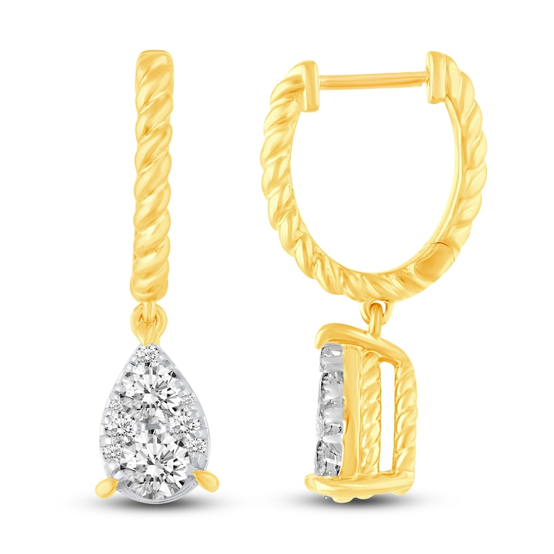 Diamond Huggie Dangle Earrings 1 ct tw 14K Yellow Gold