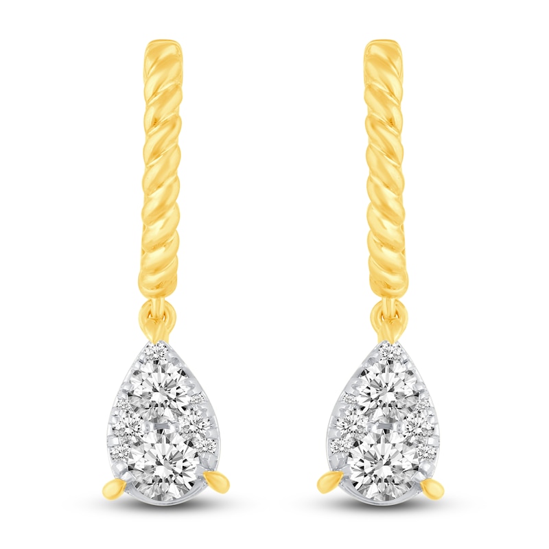 Diamond Huggie Dangle Earrings 1 ct tw 14K Yellow Gold