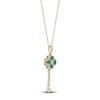 Thumbnail Image 1 of Pear-Shaped Natural Emerald & Princess, Round & Baguette-Cut Diamond Pendant Necklace 1/4 ct tw 14K Yellow Gold