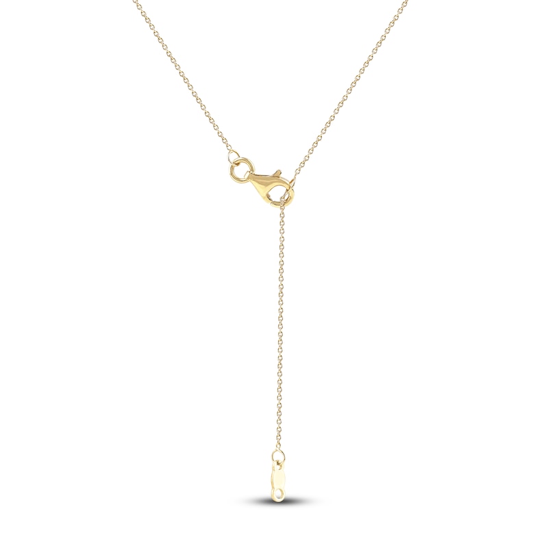 Pear-Shaped Natural Emerald & Princess, Round & Baguette-Cut Diamond Pendant Necklace 1/4 ct tw 14K Yellow Gold