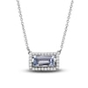 Thumbnail Image 0 of Baguette-Cut Natural Aquamarine & Diamond Necklace 1/10 ct tw 14K White Gold 18"