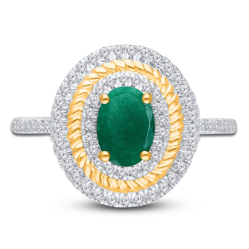 Kallati Oval-Cut Natural Emerald & Diamond Ring 1/3 ct tw 14K Yellow Gold