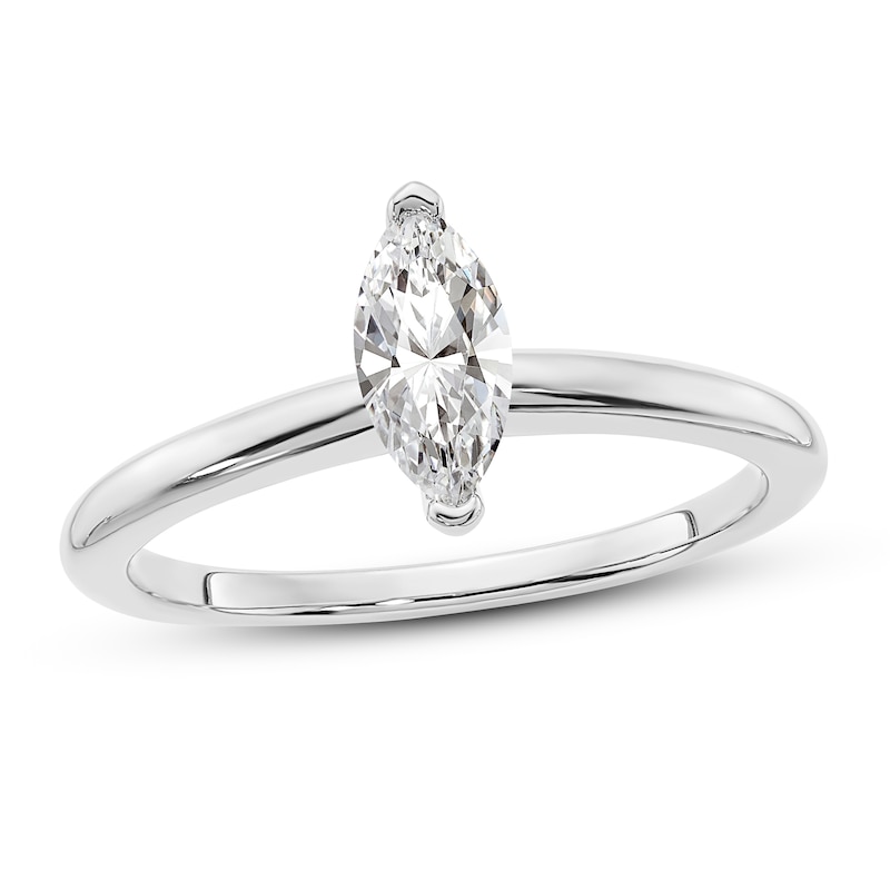 Diamond Solitaire Engagement Ring 1/2 ct tw Marquise 14K White Gold (I1/I)
