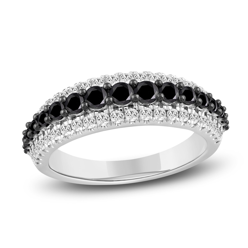 Black & White Diamond Anniversary Ring 1 ct tw 14K White Gold