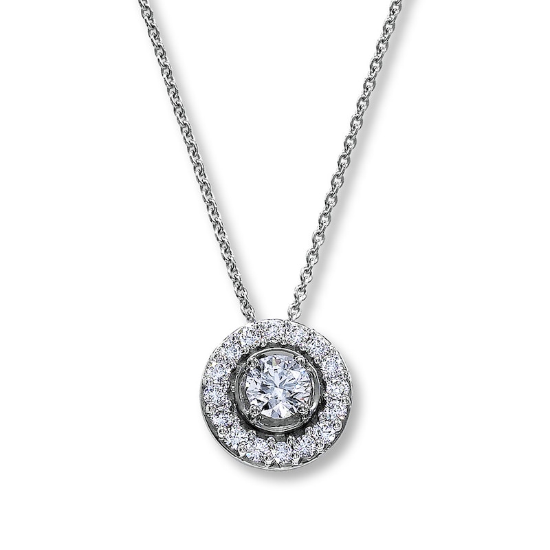 Diamond Necklace 3/4 ct tw Round 18K White Gold