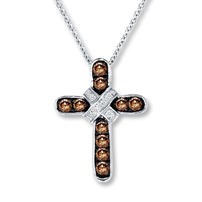 Le Vian Chocolate Diamonds 1/3 ct tw Cross Necklace 14K Gold