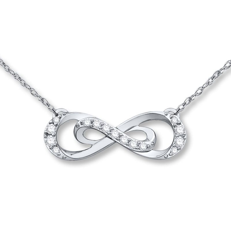 Infinity Swirl Necklace 1/8 ct tw Diamonds 10K White Gold