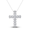 Thumbnail Image 0 of Diamond Cross Pendant Necklace 1-1/4 ct tw Round/Baguette 14K White Gold 18"
