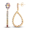 Thumbnail Image 1 of Kallati Round-Cut Natural Multi-Sapphire Earrings 1/8 ct tw Diamonds 14K Yellow Gold