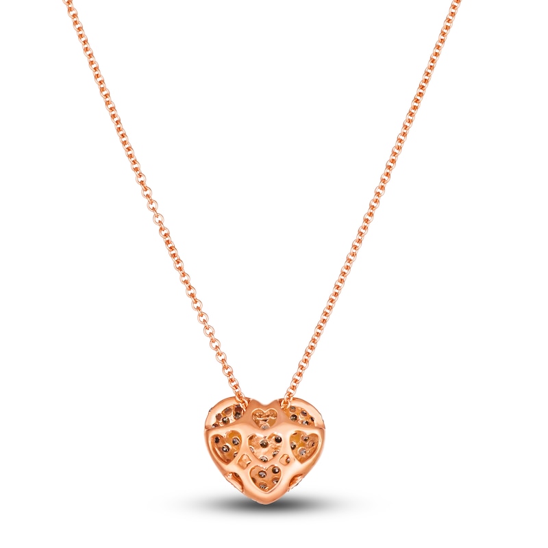 Le Vian Diamond Heart Pendant Necklace 1/2 ct tw Round 14K Strawberry Gold 19"