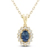 Thumbnail Image 0 of Montana Blue Oval-Cut Natural Sapphire Pendant Necklace 1/4 ct tw Round Diamonds 14K Yellow Gold 18"