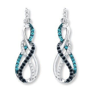 Diamond Infinity Earrings 1 4 Ct Tw Blue Black Sterling Silver Jared Diamond Infinity Earrings 1 4 Ct Tw Blue Black Sterling Silver Jared