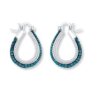 Diamond Hoop Earrings 1 2 Ct Tw Blue White Sterling Silver Jared Diamond Hoop Earrings 1 2 Ct Tw Blue White Sterling Silver Jared