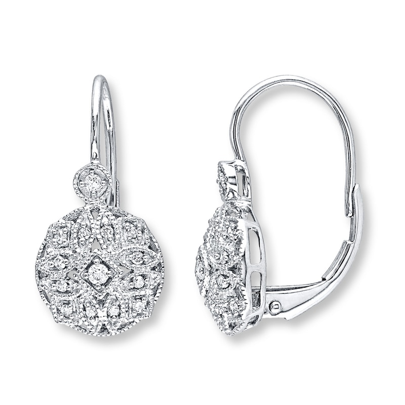 Diamond Earrings 1/8 ct tw Round-cut 14K White Gold