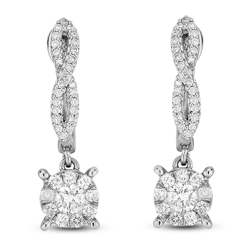 Diamond Earrings 5/8 ct tw Round-cut 14K White Gold