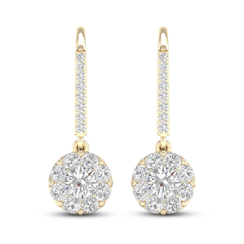 Diamond Dangle Earrings 1 ct tw Round 14K Yellow Gold