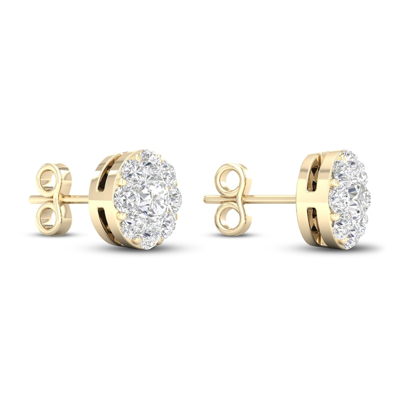 Diamond Stud Earrings 1 ct tw Round 14K Yellow Gold