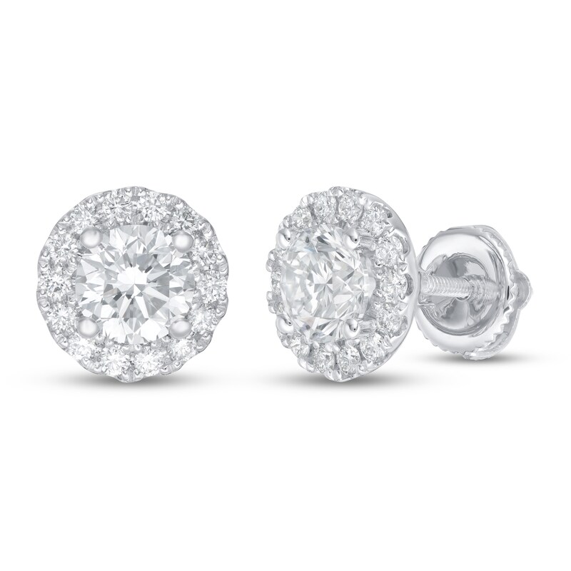 Lab-Created Diamond Earrings 1 1/2 ct tw Round 14K White Gold