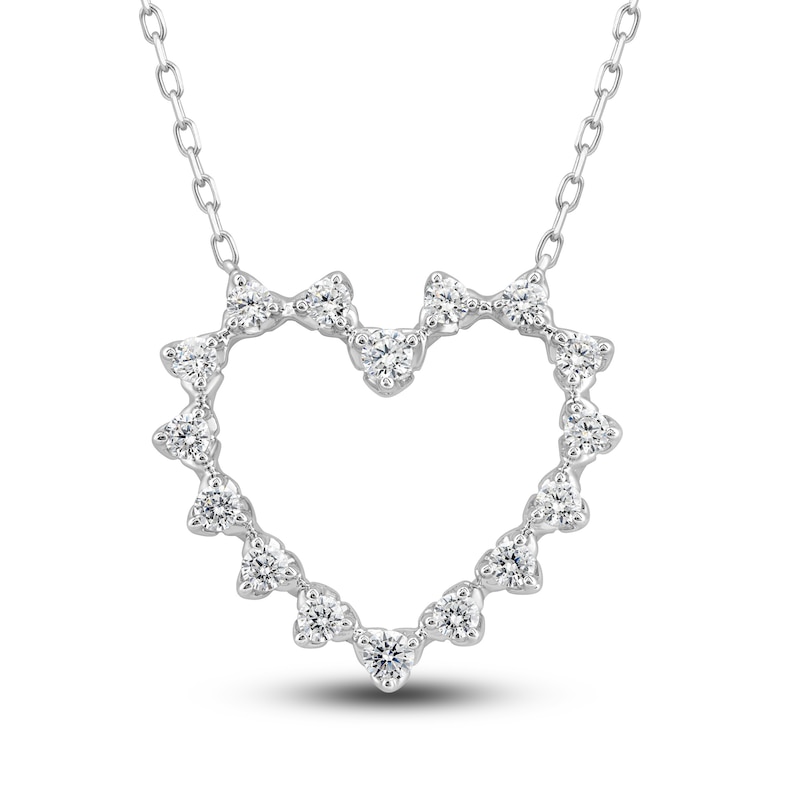 Diamond Heart Pendant Necklace 1/2 ct tw Round 10K White Gold