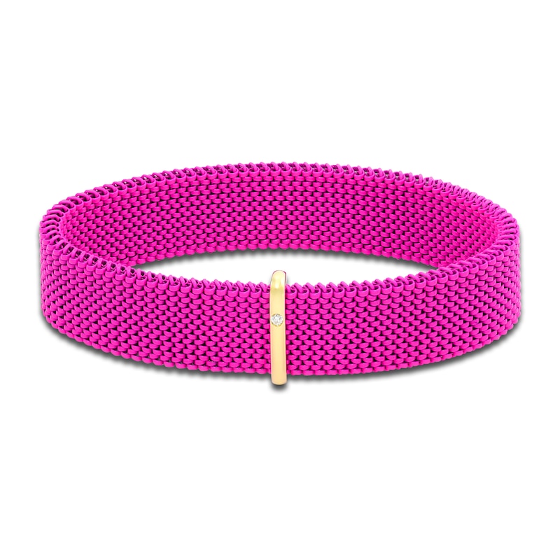 ZYDO Pink Stretch Bracelet 18K Yellow Gold/Stainless Steel 6.5"