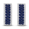 Thumbnail Image 0 of Kallati Round-Cut Natural Blue Sapphire & Diamond Hoop Earrings 1/2 ct tw 14K White Gold