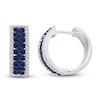 Thumbnail Image 1 of Kallati Round-Cut Natural Blue Sapphire & Diamond Hoop Earrings 1/2 ct tw 14K White Gold