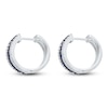 Thumbnail Image 2 of Kallati Round-Cut Natural Blue Sapphire & Diamond Hoop Earrings 1/2 ct tw 14K White Gold