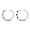 Thumbnail Image 2 of Kallati Round-Cut Natural Blue Sapphire & Diamond Hoop Earrings 1/6 ct tw 14K White Gold