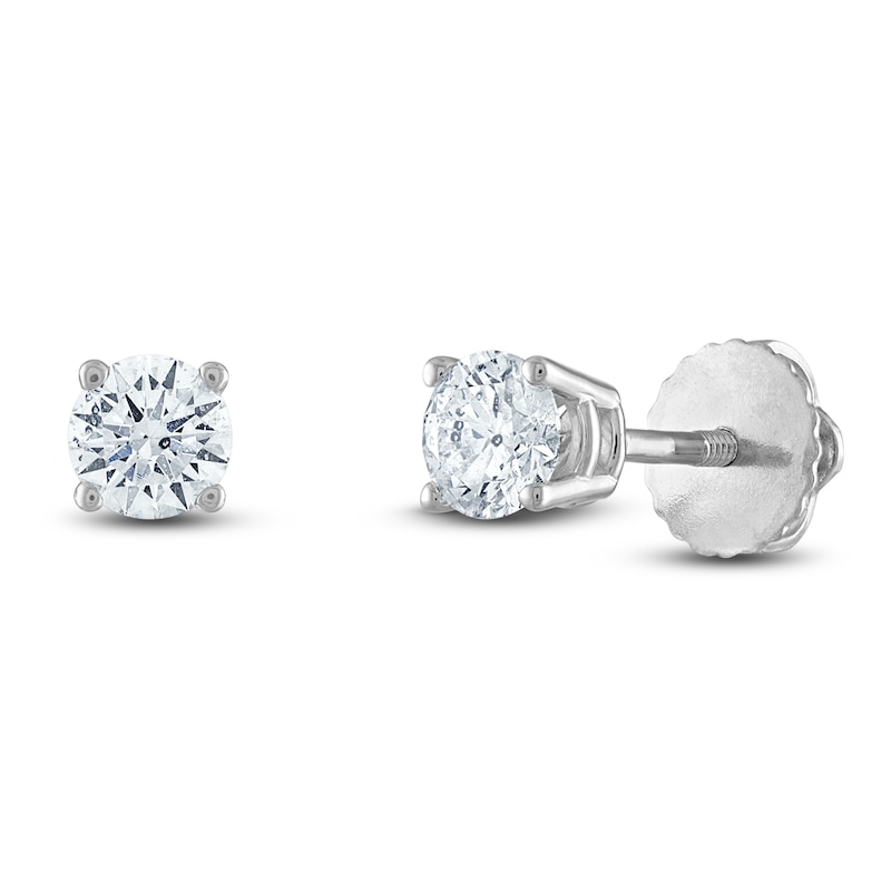 Certified Diamond Solitaire Earrings 1/2 ct tw Round 14K White Gold (I1/I)