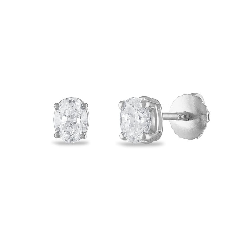 Certified Diamond Solitaire Earrings 3/4 ct tw Oval 18K White Gold (SI2/I)