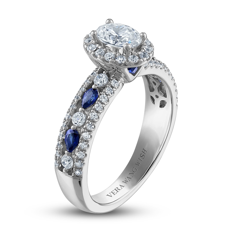 Vera Wang WISH Diamond & Blue Sapphire Engagement Ring 1 ct tw Round 14K White Gold