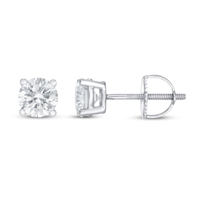 Lab-Created Diamond Solitaire Earrings 1 ct tw Round 14K White Gold (SI2/F)