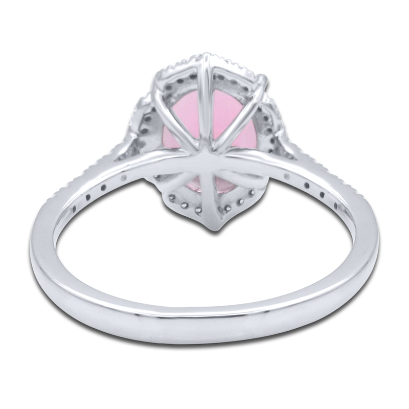 Natural Pink Tourmaline Ring 1/6 ct tw Diamonds 14K White Gold