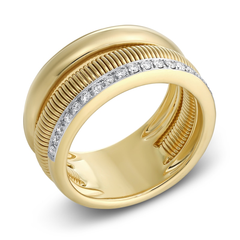 Italia D'Oro Diamond Faux Stack Ring 1/5 ct tw Round 14K Yellow Gold
