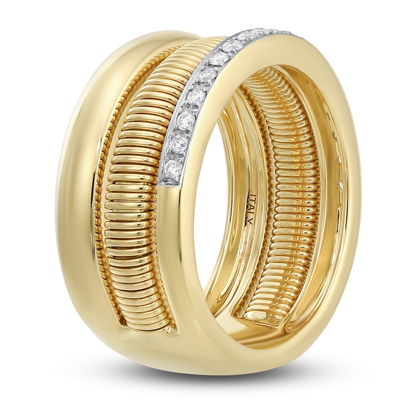 Italia D'Oro Diamond Faux Stack Ring 1/5 ct tw Round 14K Yellow Gold